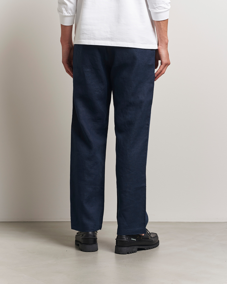 Men | Trousers | NN07 | Aden Regular Fit Linen Trousers Navy Blue