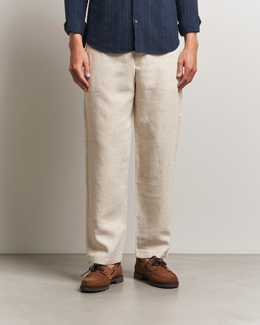Men | Trousers | NN07 | Aden Regular Fit Linen Trousers Oat