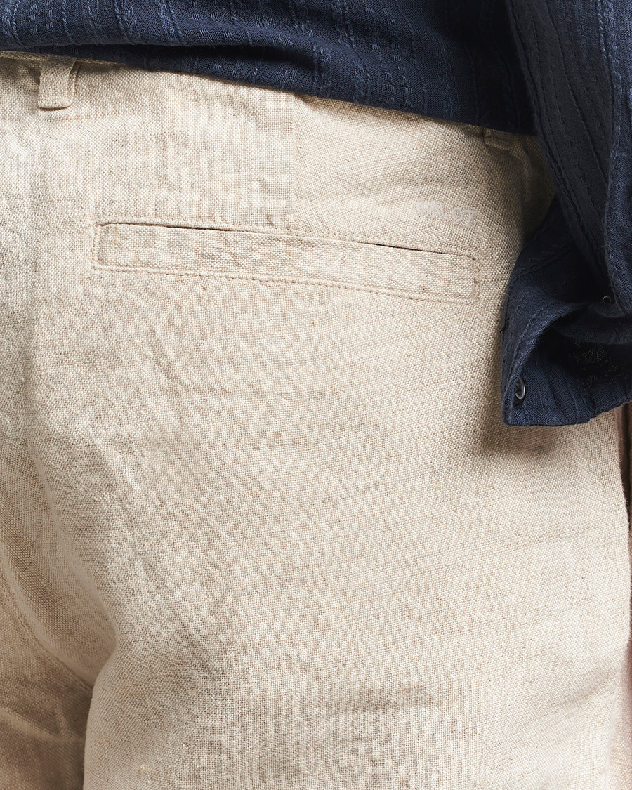 Men | Trousers | NN07 | Aden Regular Fit Linen Trousers Oat