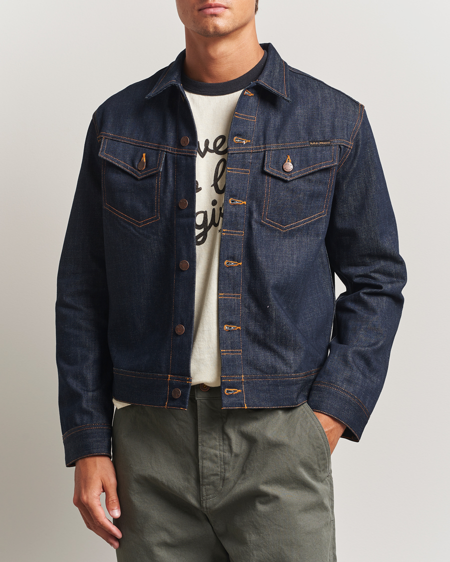 Men | Coats & Jackets | Nudie Jeans | Conny Denim Jacket Dry Streaky Mid Blue