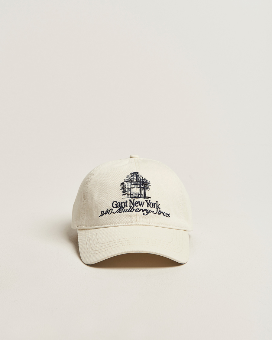Men | Hats & Caps | GANT 240 Mulberry Street | Washed Twill Cap Cream
