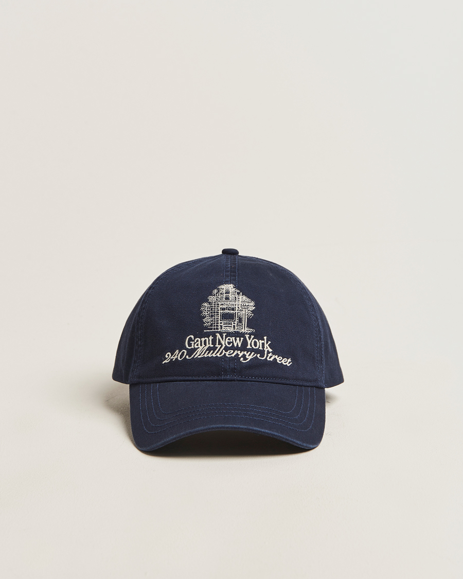 Men | Hats & Caps | GANT 240 Mulberry Street | Washed Twill Cap Evening Blue