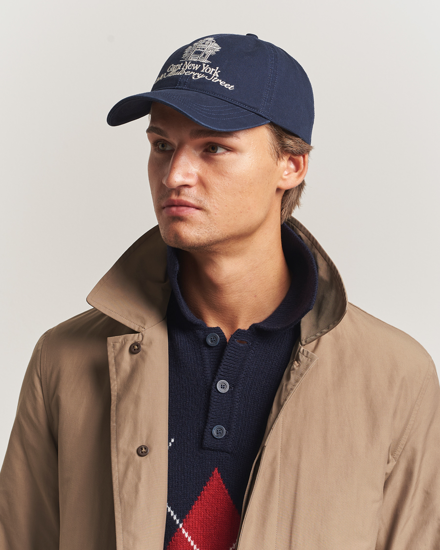 Men | Hats & Caps | GANT 240 Mulberry Street | Washed Twill Cap Evening Blue