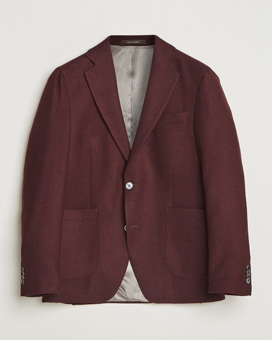 Men | Blazers | Oscar Jacobson | Fogerty Patch Structured Wool Blazer Wine