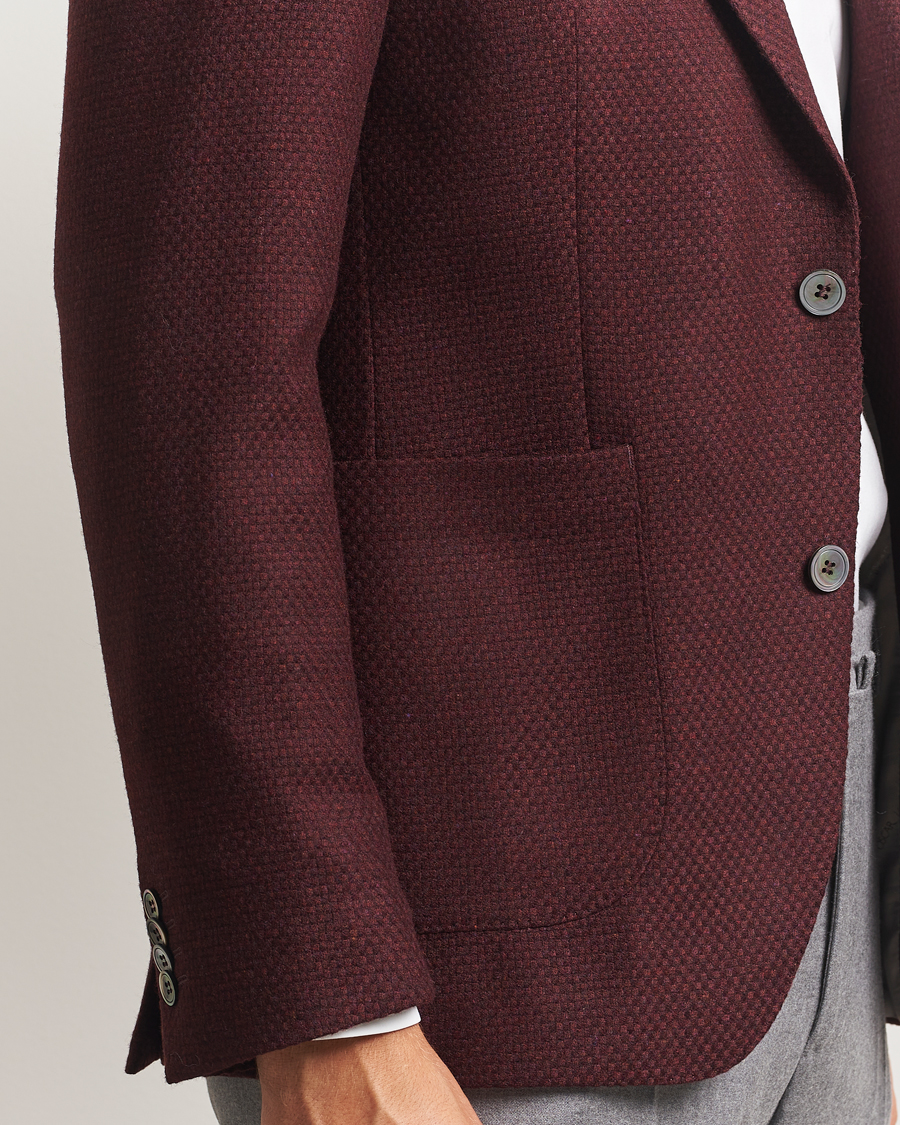 Men | Blazers | Oscar Jacobson | Fogerty Patch Structured Wool Blazer Wine