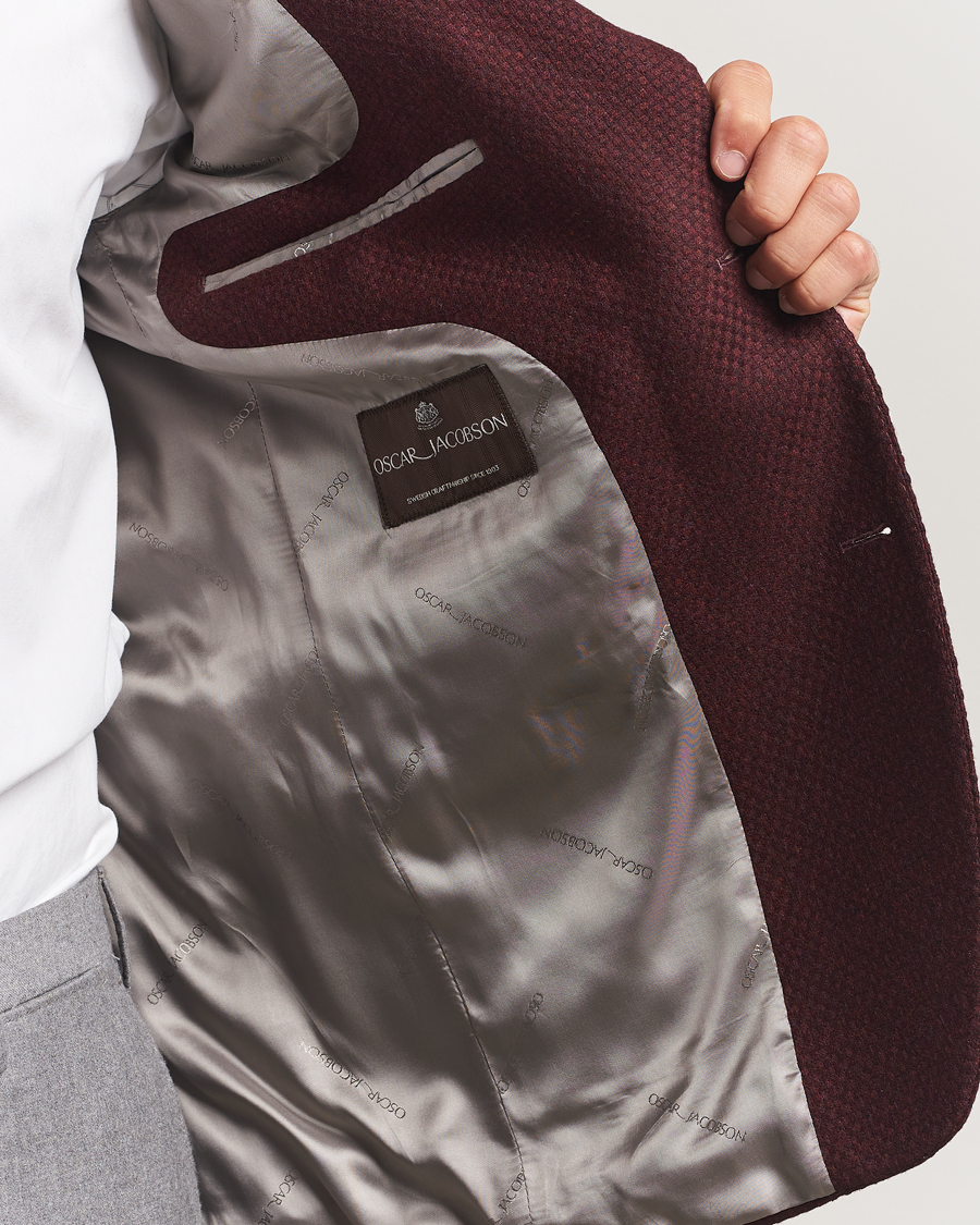 Men | Blazers | Oscar Jacobson | Fogerty Patch Structured Wool Blazer Wine