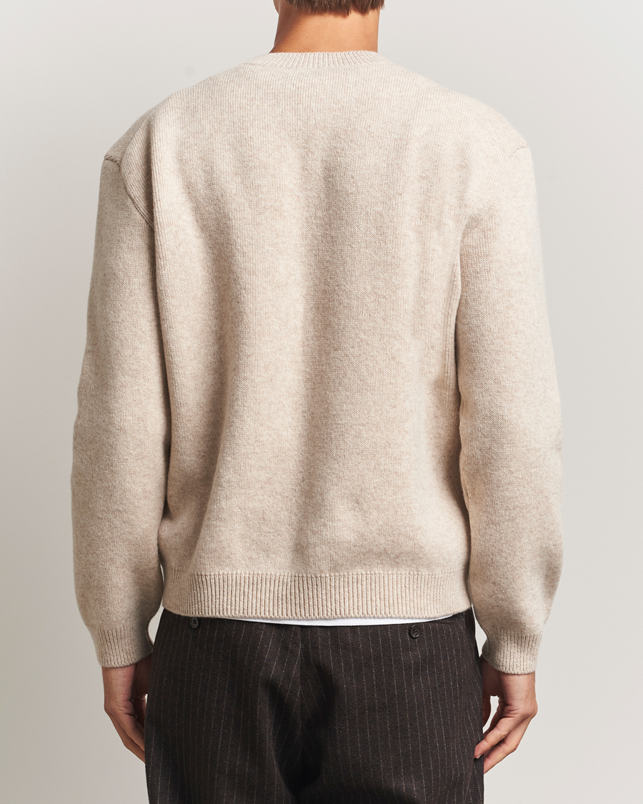 Men | Sweaters & Knitwear | Maison Kitsuné | Grey Fox Head Milano Lambswool Sweater Tan Beige