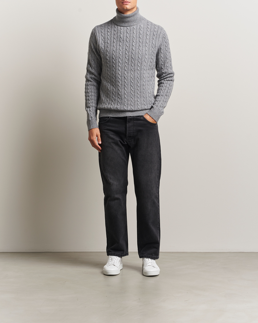Men | Sweaters & Knitwear | Tiger of Sweden | Wilde Wool/Cashmere Knitted Sweater Light Grey Melange