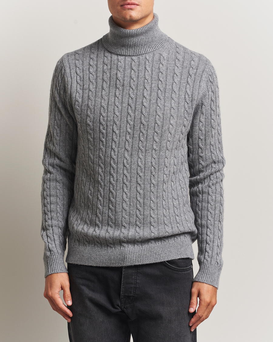 Men | Sweaters & Knitwear | Tiger of Sweden | Wilde Wool/Cashmere Knitted Sweater Light Grey Melange