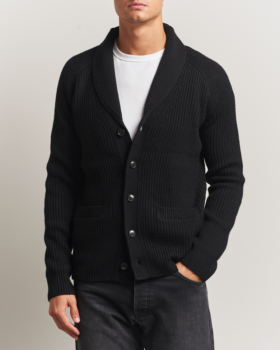 Men | Sweaters & Knitwear | Tiger of Sweden | Lester Heavy Wool Cardigan Black