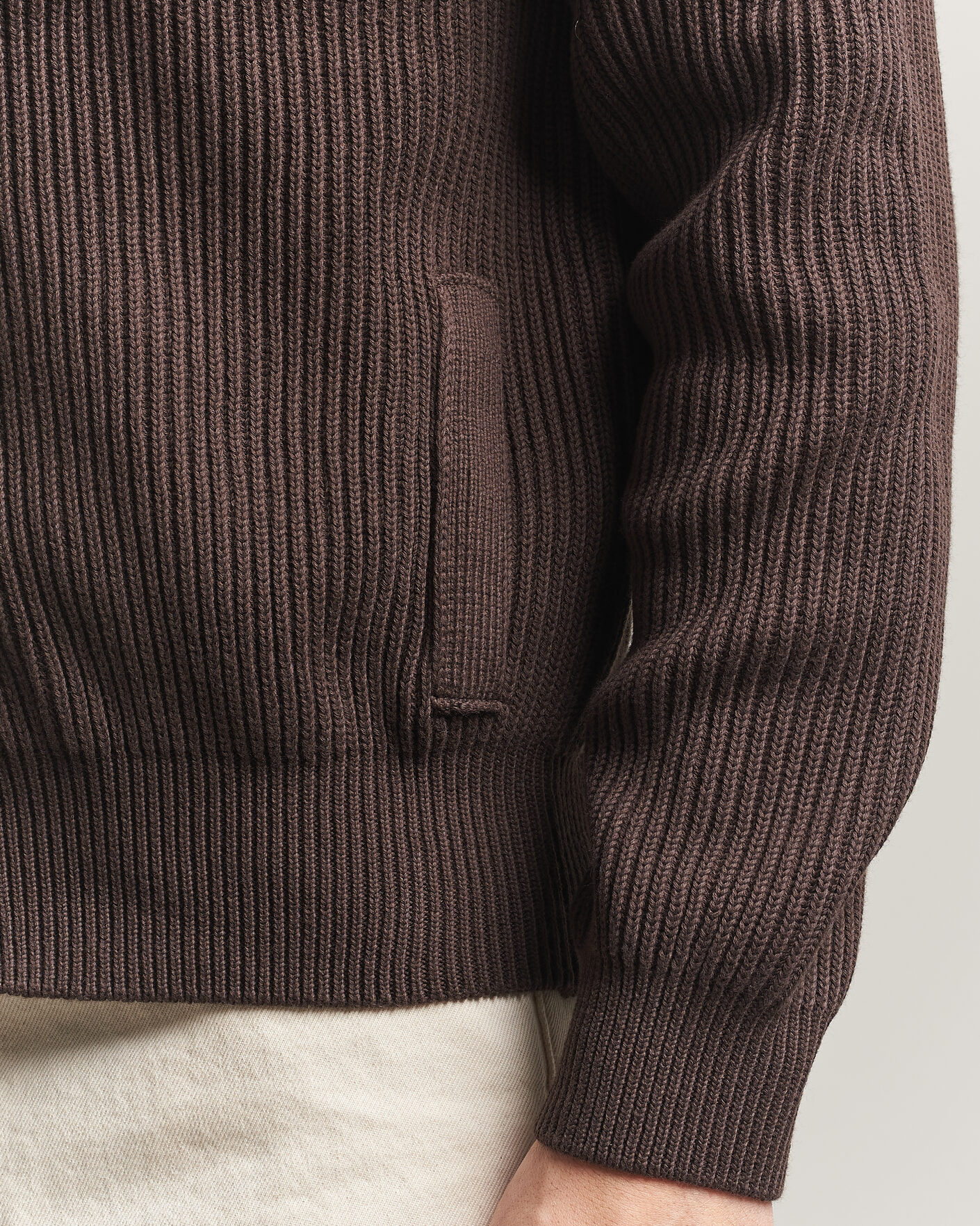 Men | Sweaters & Knitwear | Altea | Cotton Rib Cardigan Jacket Dark Brown