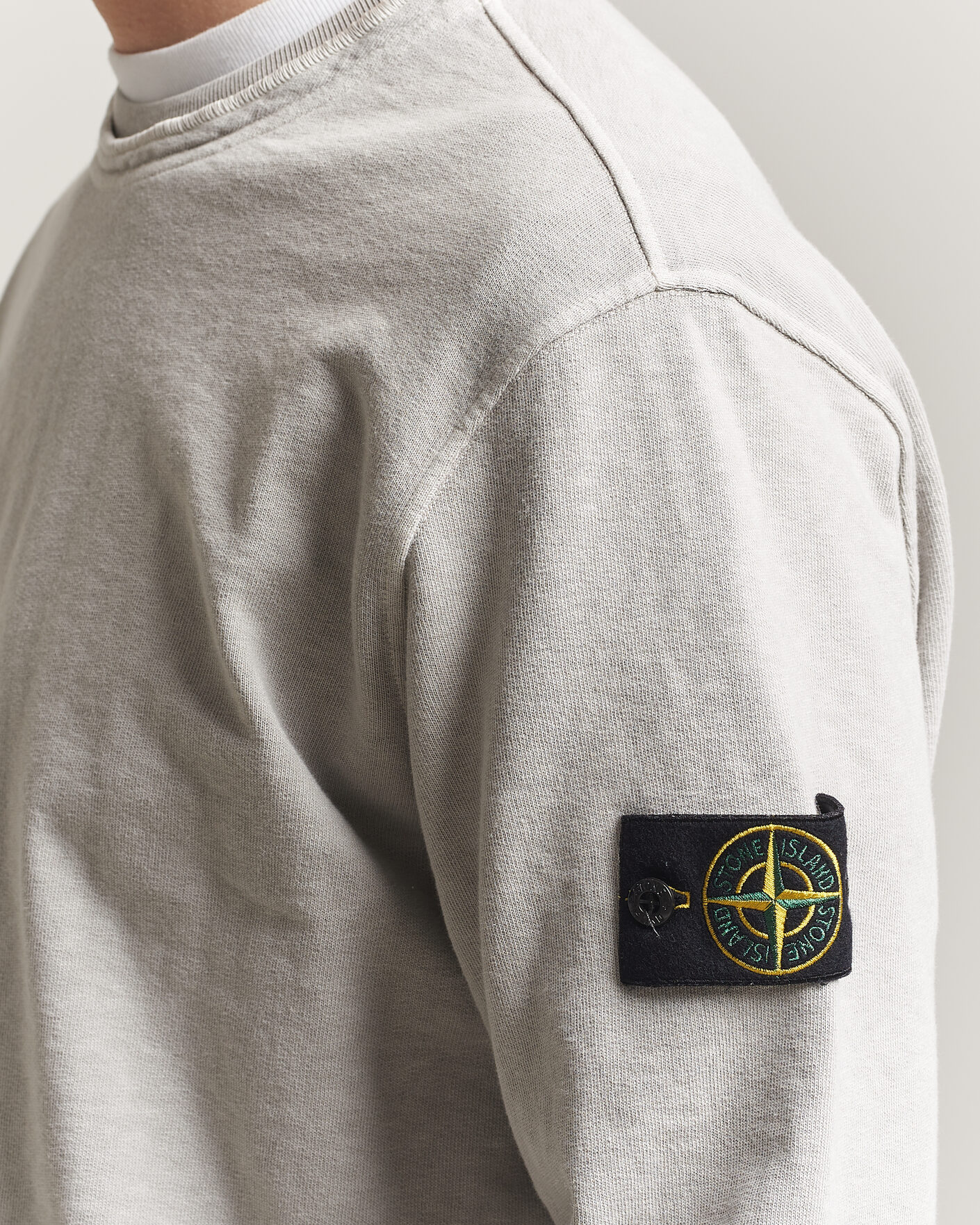 Men | Sweaters & Knitwear | Stone Island | Old Dyed Cotton Sweatshirt Pearl Grey