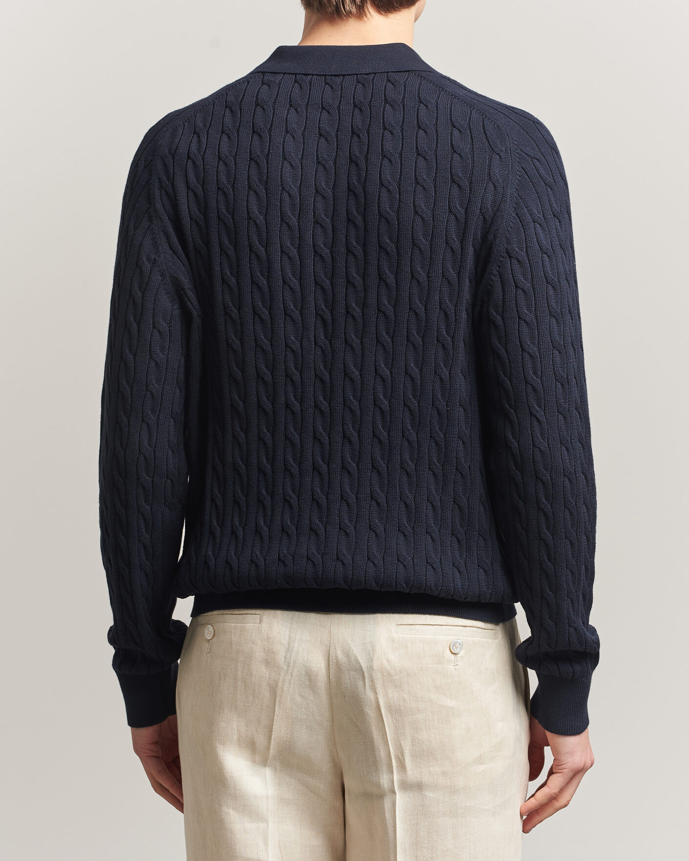 Men | Sweaters & Knitwear | Morris | Lancaster Cable Polo Navy