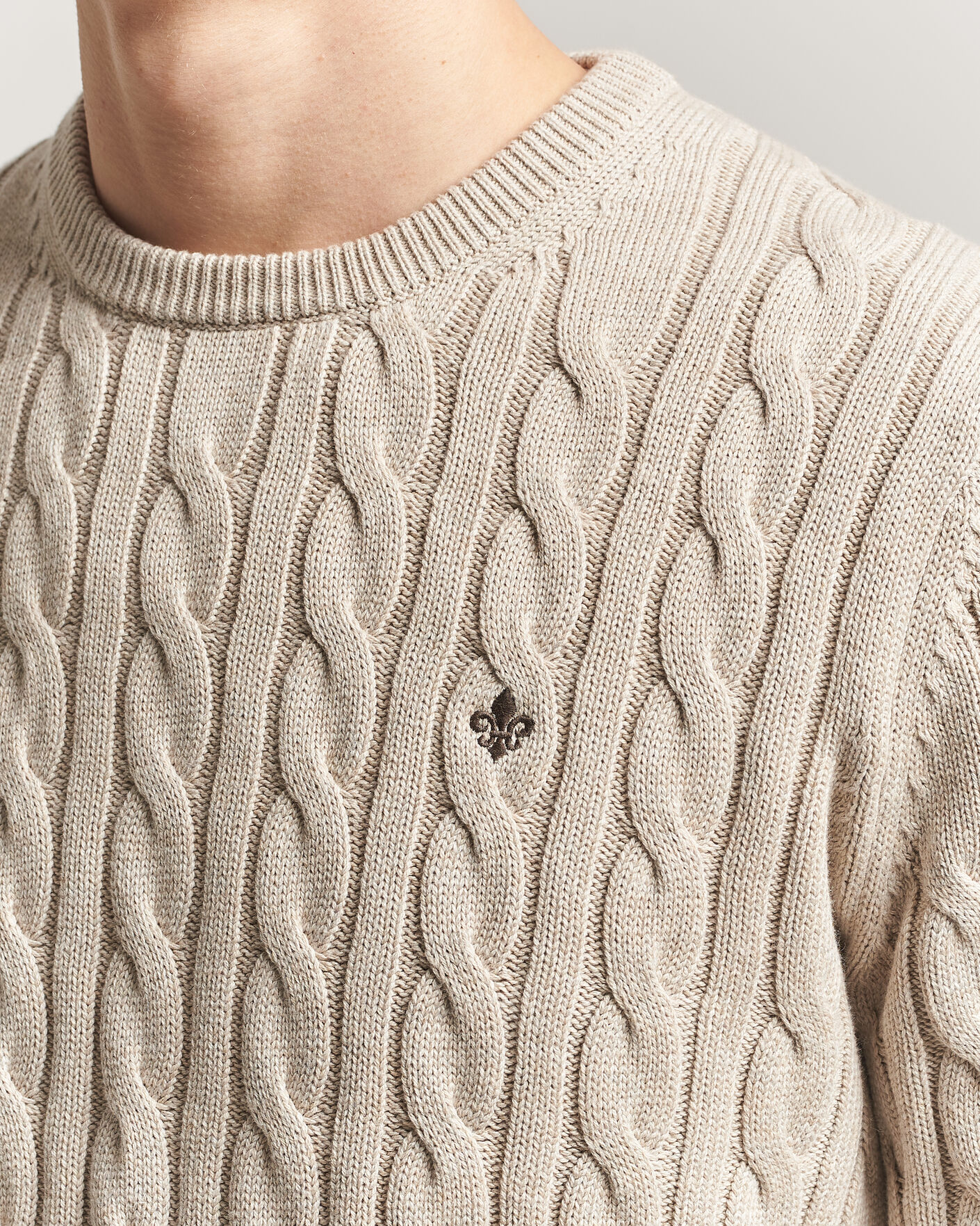 Men | Sweaters & Knitwear | Morris | Ethan Cable Oneck Khaki