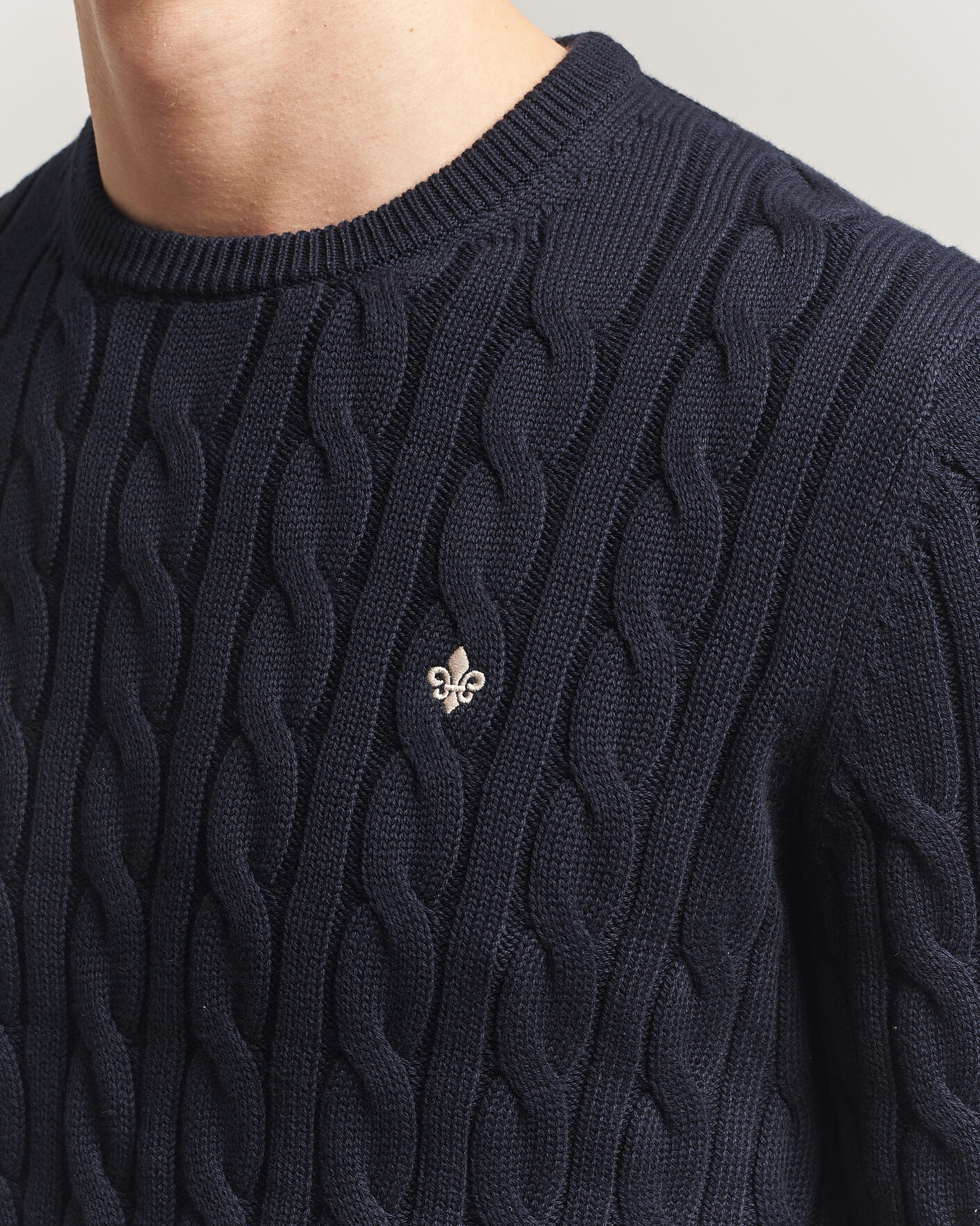 Men | Sweaters & Knitwear | Morris | Ethan Cable Oneck Navy