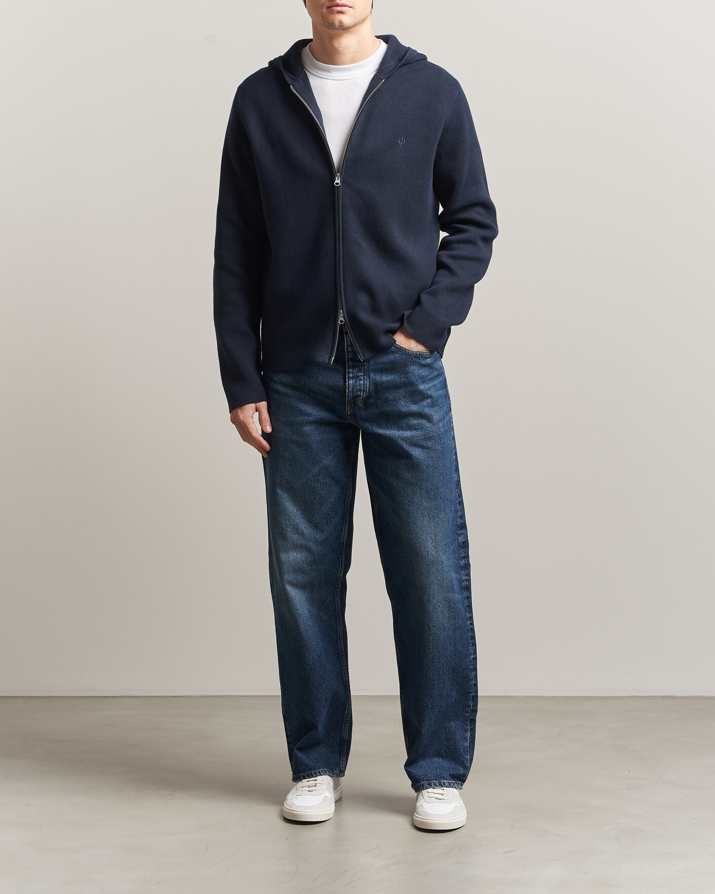 Men | Sweaters & Knitwear | Samsøe Samsøe | Niklas Full Zip Hoodie Salute Navy