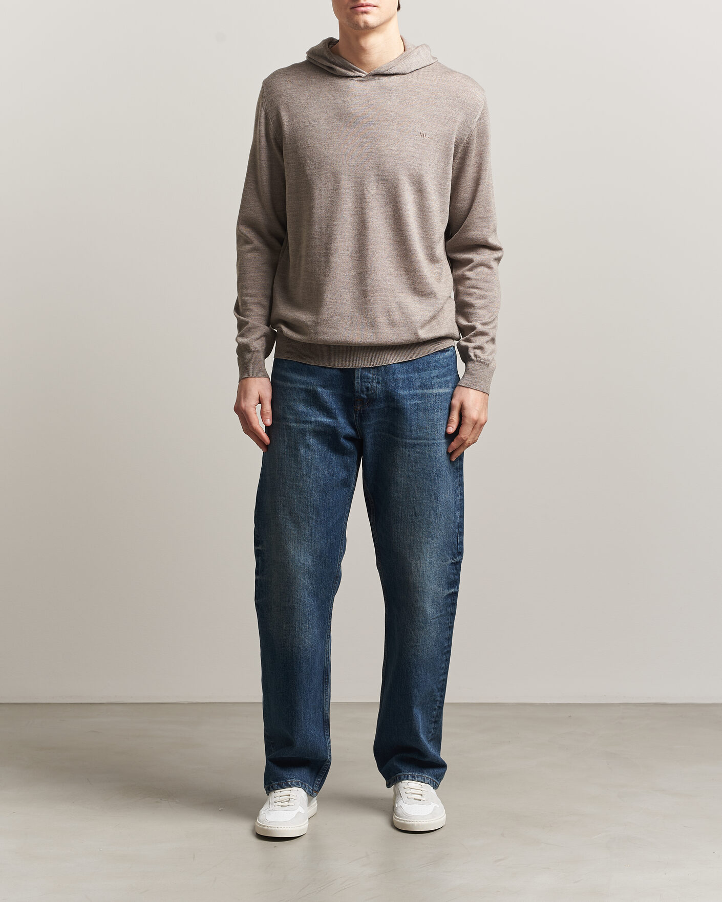 Men | Sweaters & Knitwear | J.Lindeberg | Karl Merino Hoodie Brindle Melange