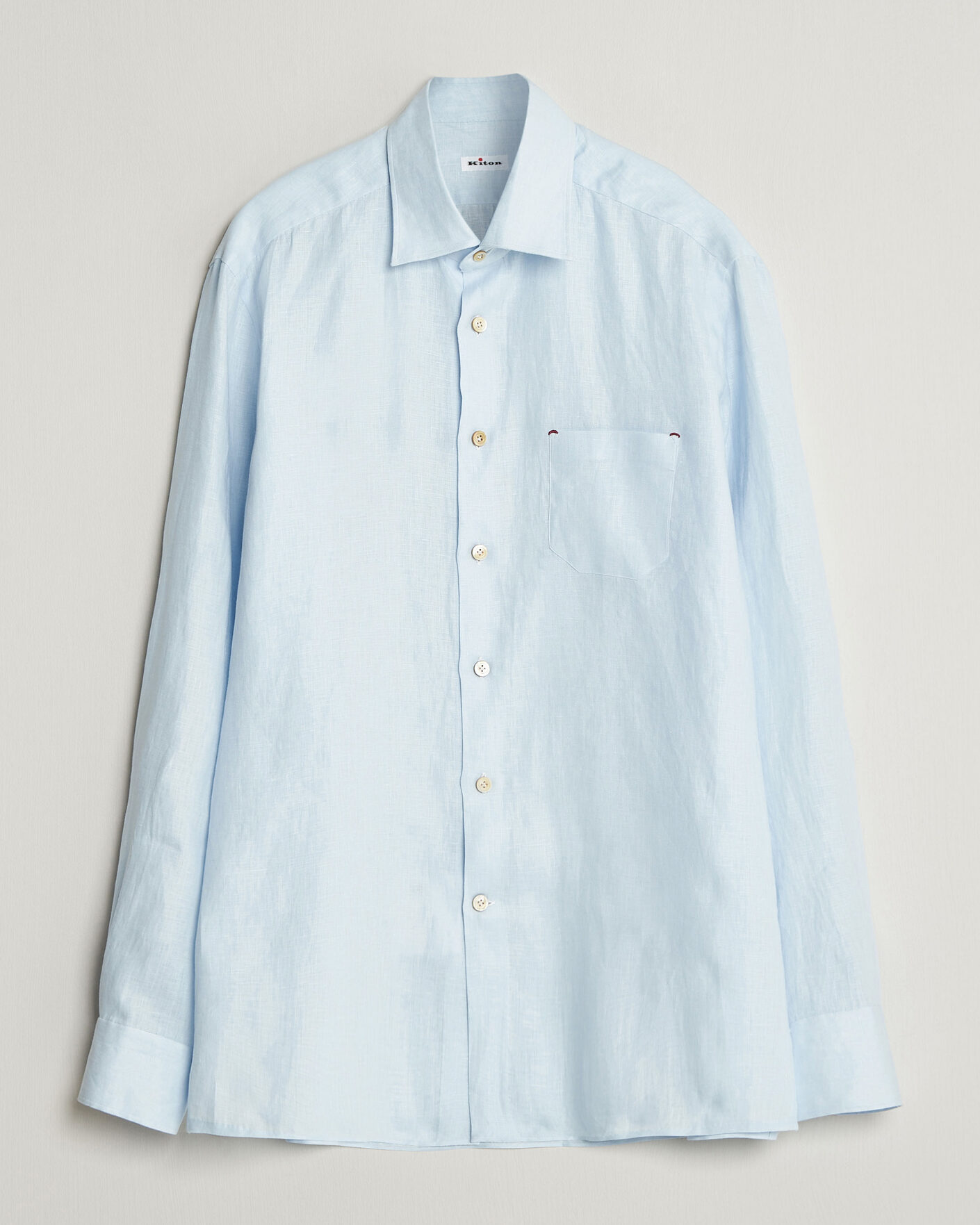 Men | Shirts | Kiton | Linen Sport Shirt Light Blue