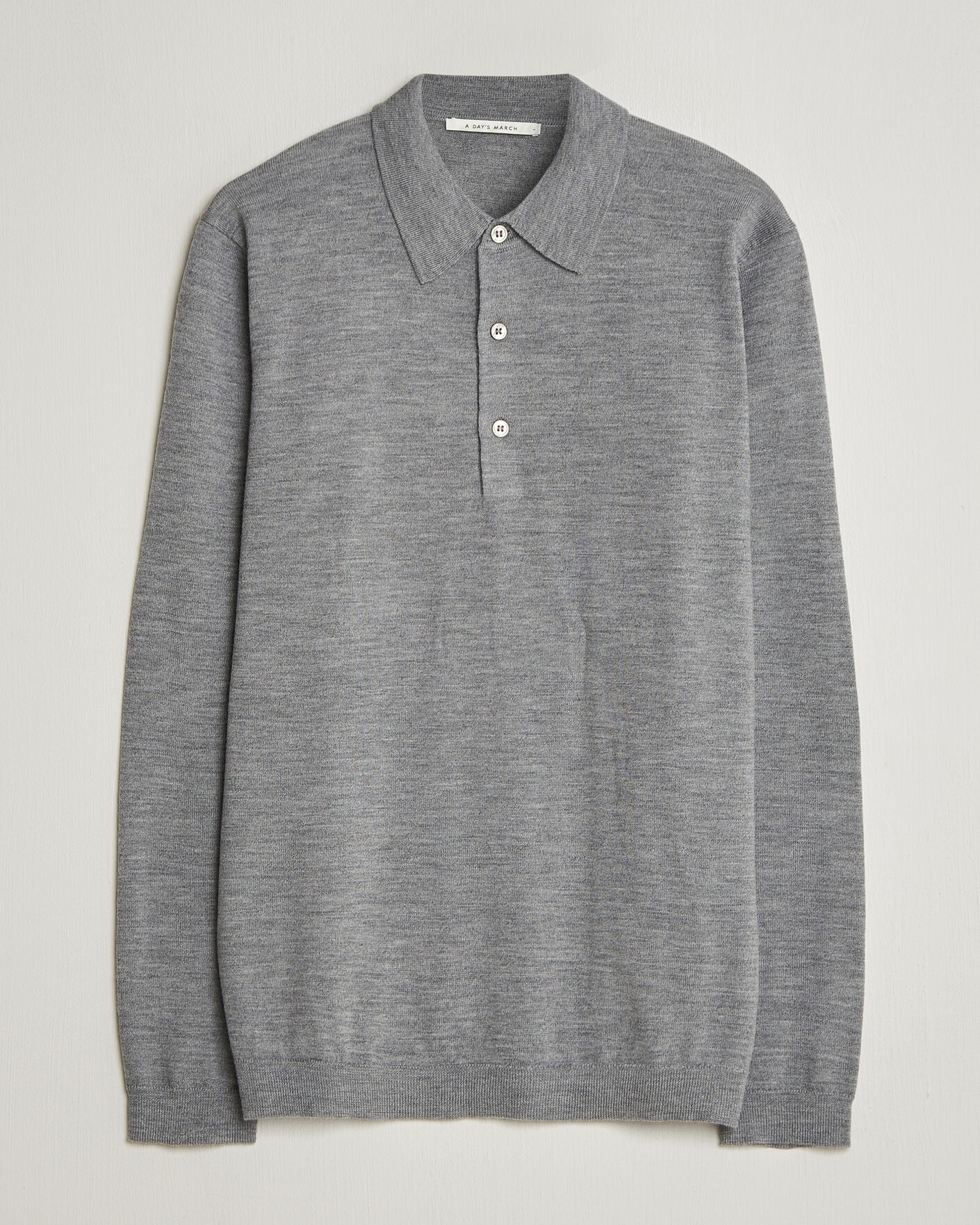 Men | Sweaters & Knitwear | A Day's March | Ambroz Merino Polo Grey Melange