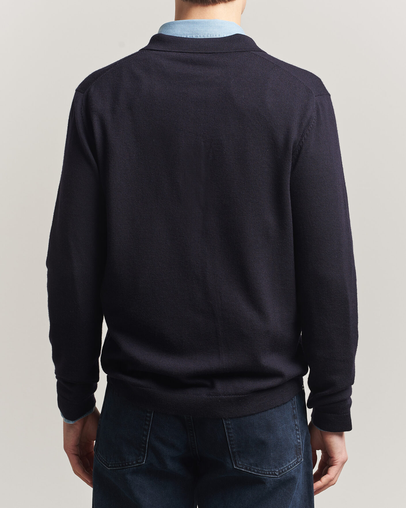 Men | Sweaters & Knitwear | A Day's March | Ambroz Merino Polo Navy