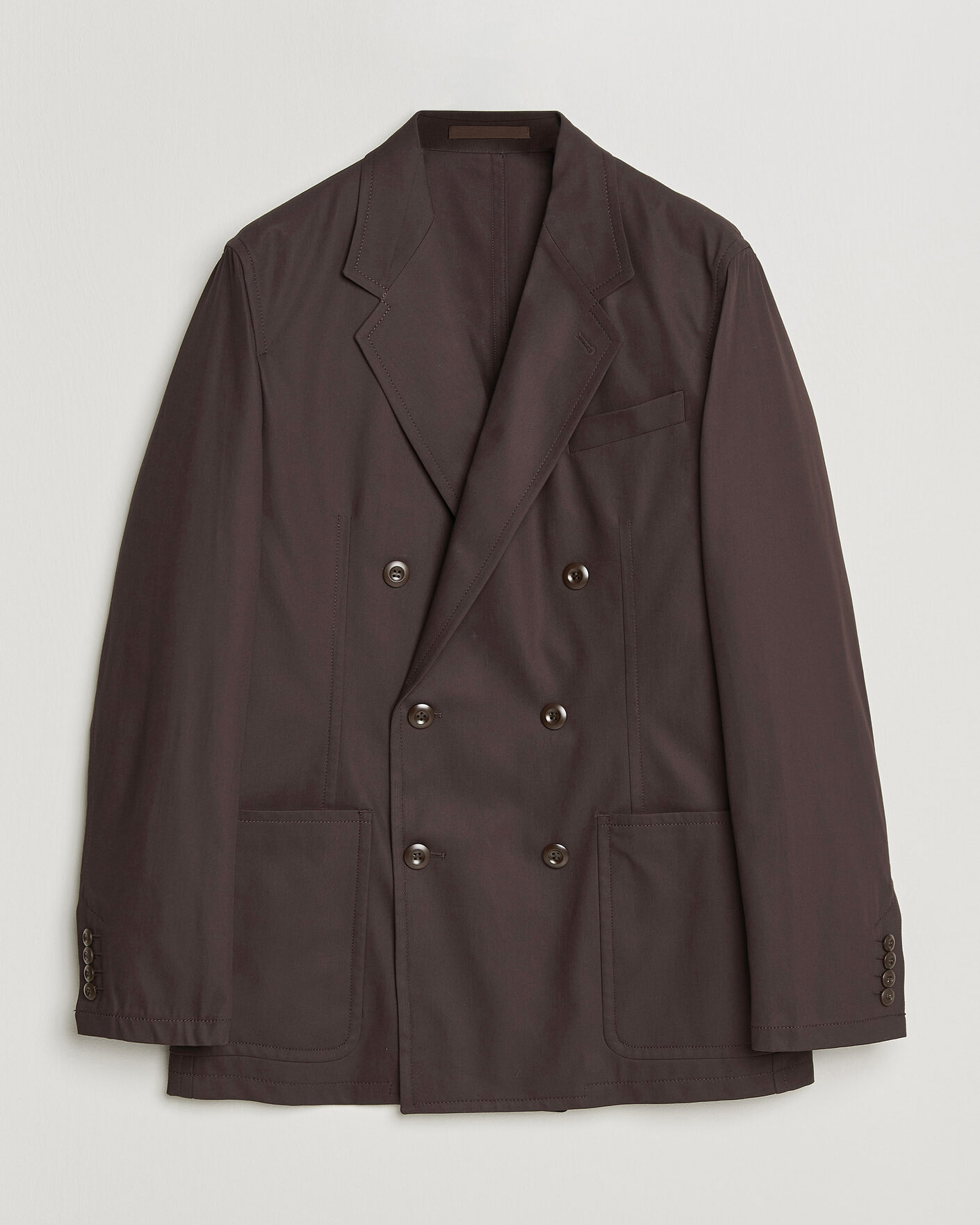 Men | Blazers | Filippa K | Reese Cotton Double Breasted Blazer Dark Chocolate