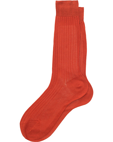  Cotton Ribbed Short Socks Rust Orange