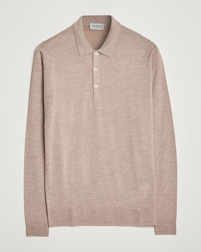  Belper Extra Fine Merino Polo Pullover Soft Fawn