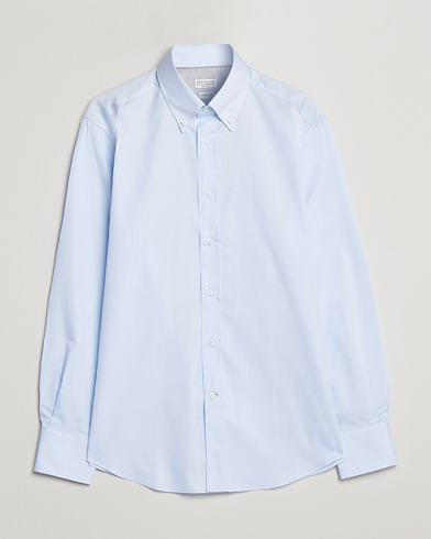 Brunello Cucinelli Slim Fit Twill Button Down Shirt Light Blue