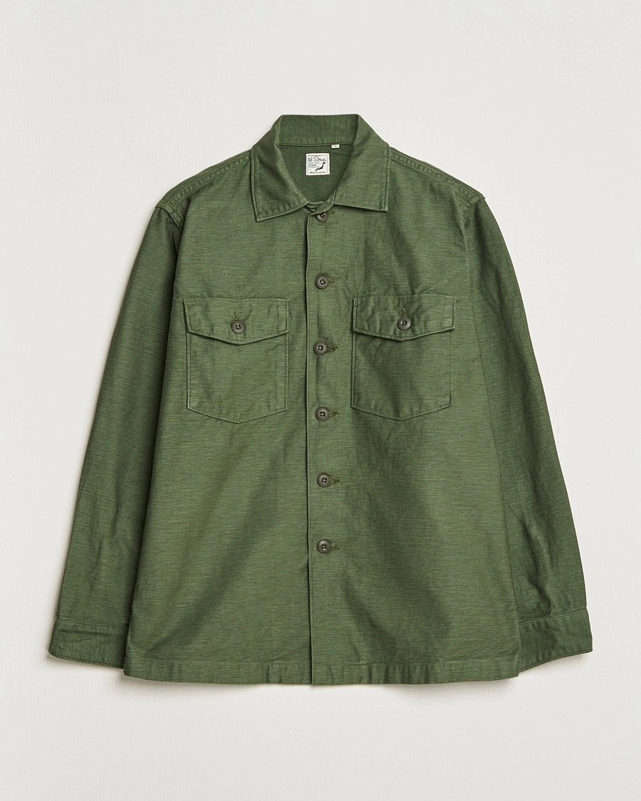 orSlow Cotton Sateen US Army Overshirt Green – Green
