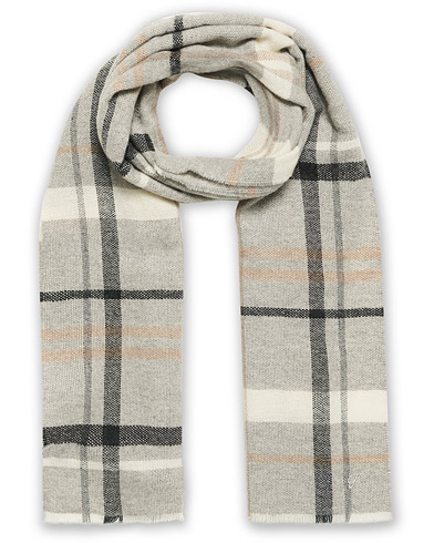 Stenströms Cashmere/Wool Check Scarf Light Grey