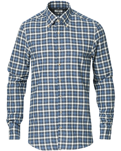  Slimline Checked Flannel Shirt Blue