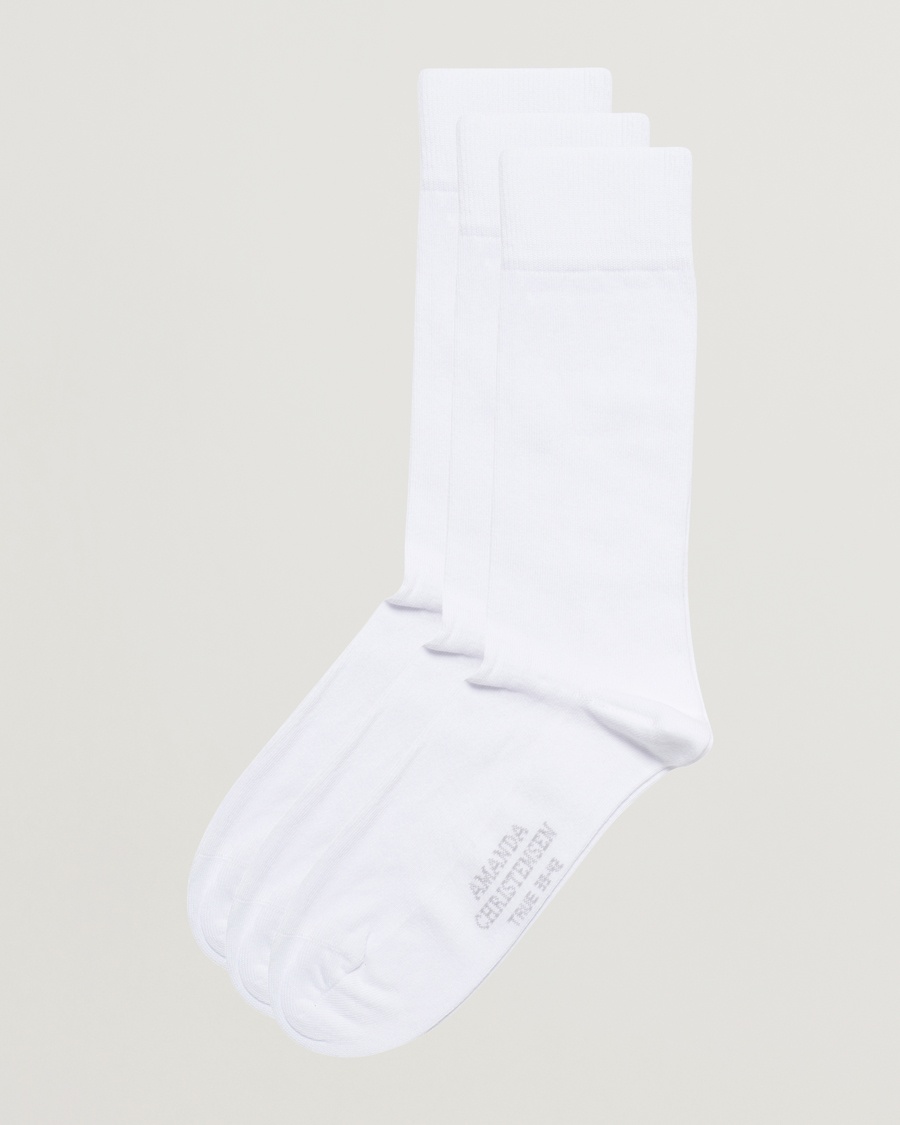 Amanda Christensen 3-Pack True Cotton Socks White – White