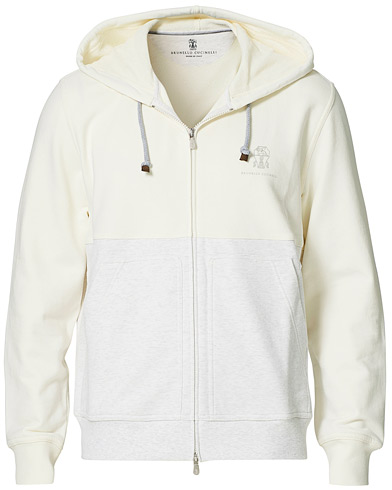  Soft Fleece Cotton Zip Sweater Off White