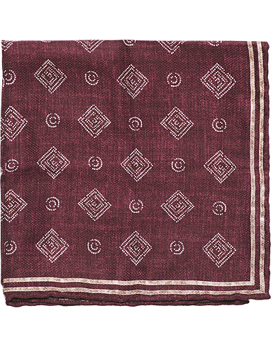  Micro Pattern Silk Pocket Square Burgundy