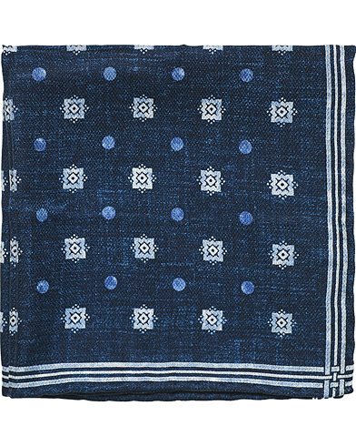 Brunello Cucinelli Micro Dot Silk Pocket Square Navy