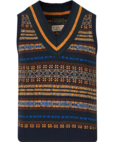  Fairisle Crickett Vest Navy