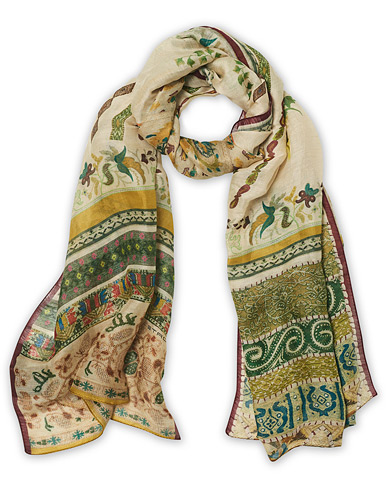 Etro Shaal Nur Linen/Silk Scarf Beige/Green