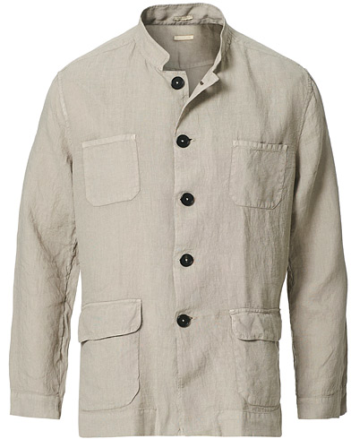 Massimo Alba Cina Linen Overshirt Walnut