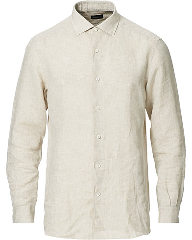 Ermenegildo Zegna Slim Fit Linen Shirt Beige