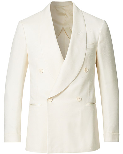 Ralph Lauren Purple Label Double Breasted Mulberry Silk Blazer Cream