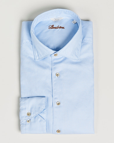  Slimline Cut Away Washed Houndstooth Shirt Light Blue