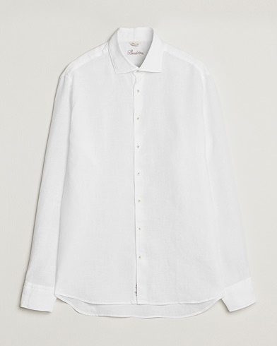  Fitted Body Cut Away Linen Shirt White