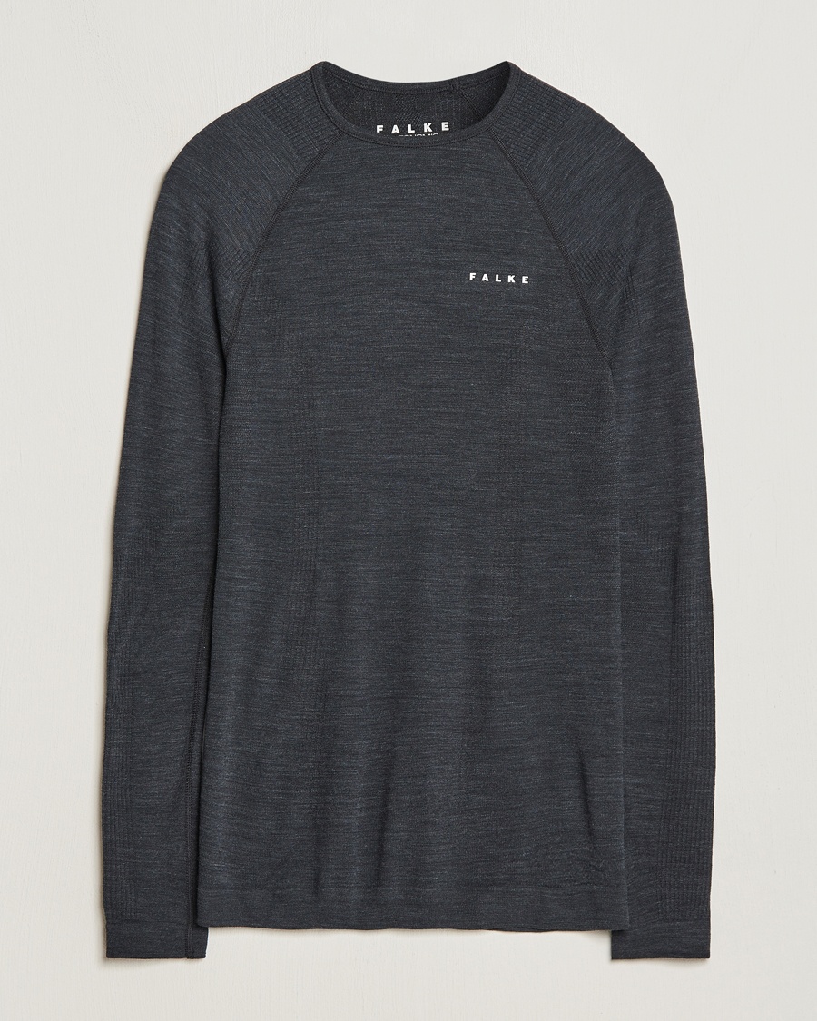 Falke Long Sleeve Wool Tech Shirt Black – Black