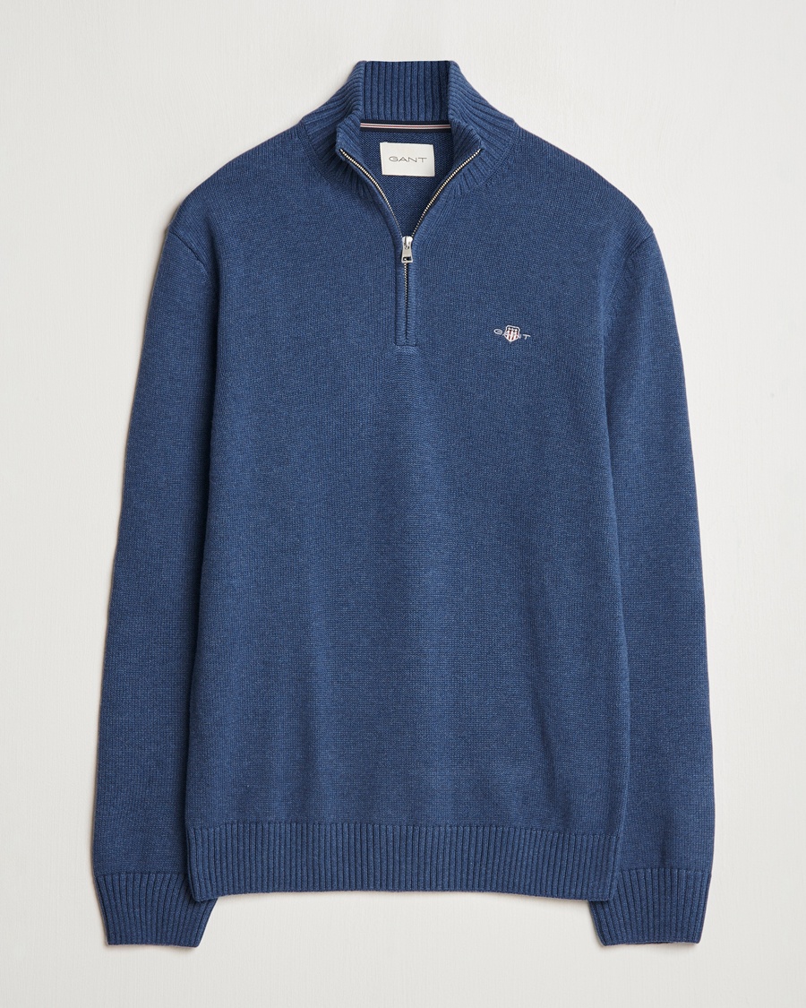 GANT Casual Cotton Half Zip Dark Jeans Blue Melange – Blue
