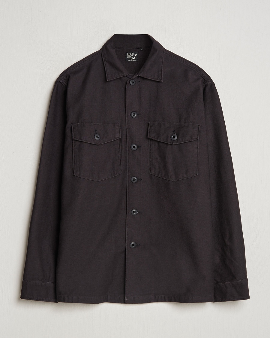 orSlow Cotton Sateen US Army Overshirt Black – Black
