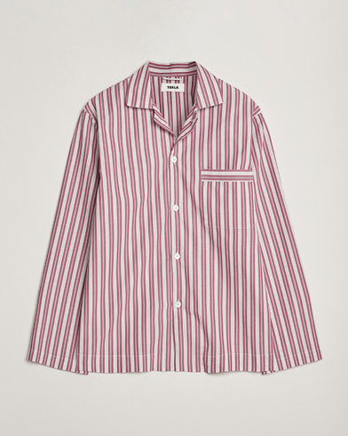 Tekla Poplin Pyjama Shirt Rhubarb Stripes – Red