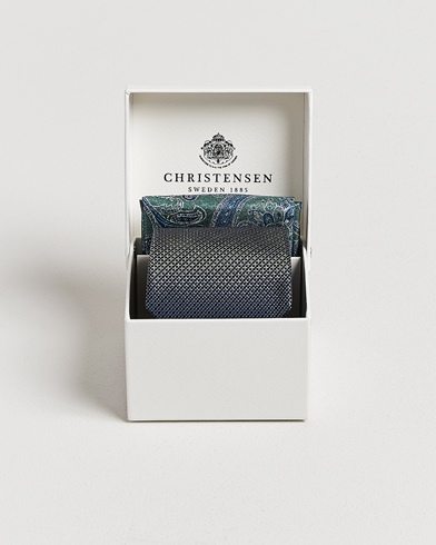 Amanda Christensen Box Set Silk 8 cm Tie And Pocket Square Dark Green – Green
