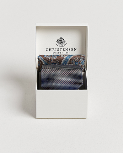 Amanda Christensen Box Set Silk 8 cm Tie And Pocket Square Brown – Brown