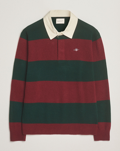 GANT Extra Fine Lambswool Striped Knitted Rugger Tartan Green – Green