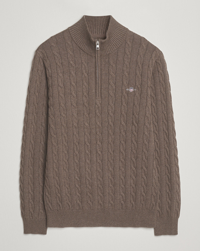 GANT Cotton Cable Half Zip Seawood Melange – Brown